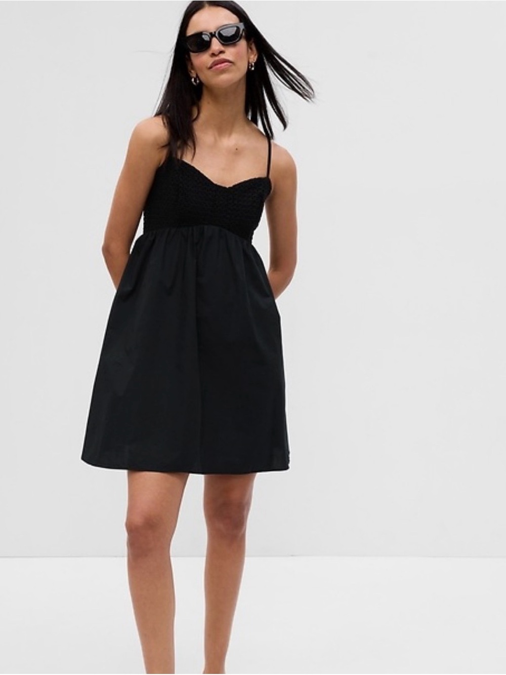 GAP Black Mini Eyelet Dress